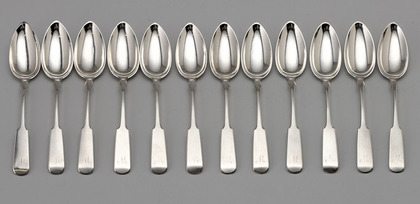 Scottish Provincial Aberdeen Silver Dessert Spoons (Set of 12) - Rettie & Son